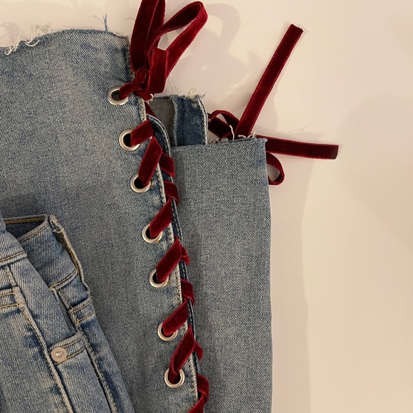 Anthropologie medium wash lace up jeans - Picture 3 of 6